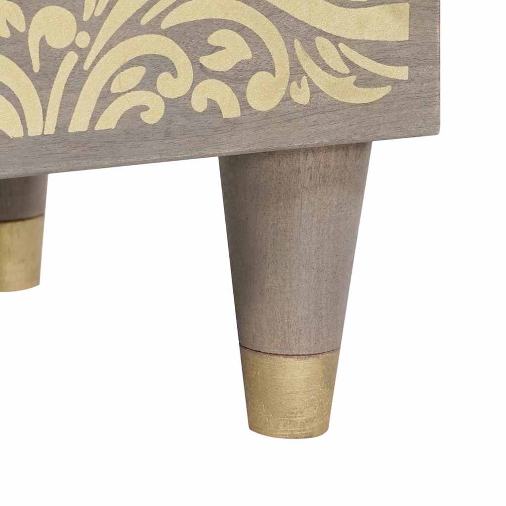 Sideboard Grau und Gold 40 x 33 x 75 cm Massivholz Mango