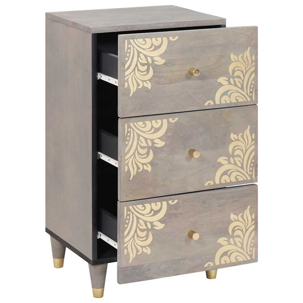 Sideboard Grau und Gold 40 x 33 x 75 cm Massivholz Mango