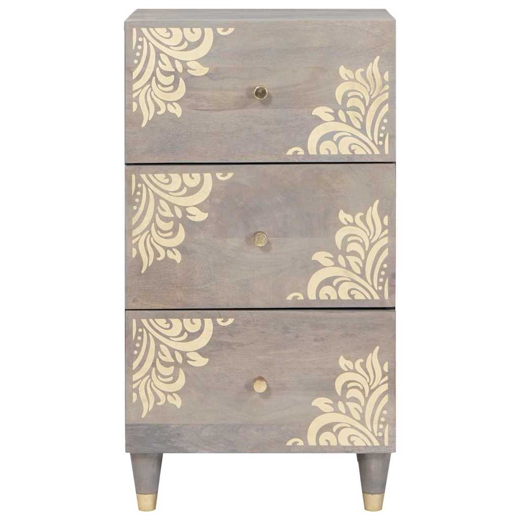 Sideboard Grau und Gold 40 x 33 x 75 cm Massivholz Mango