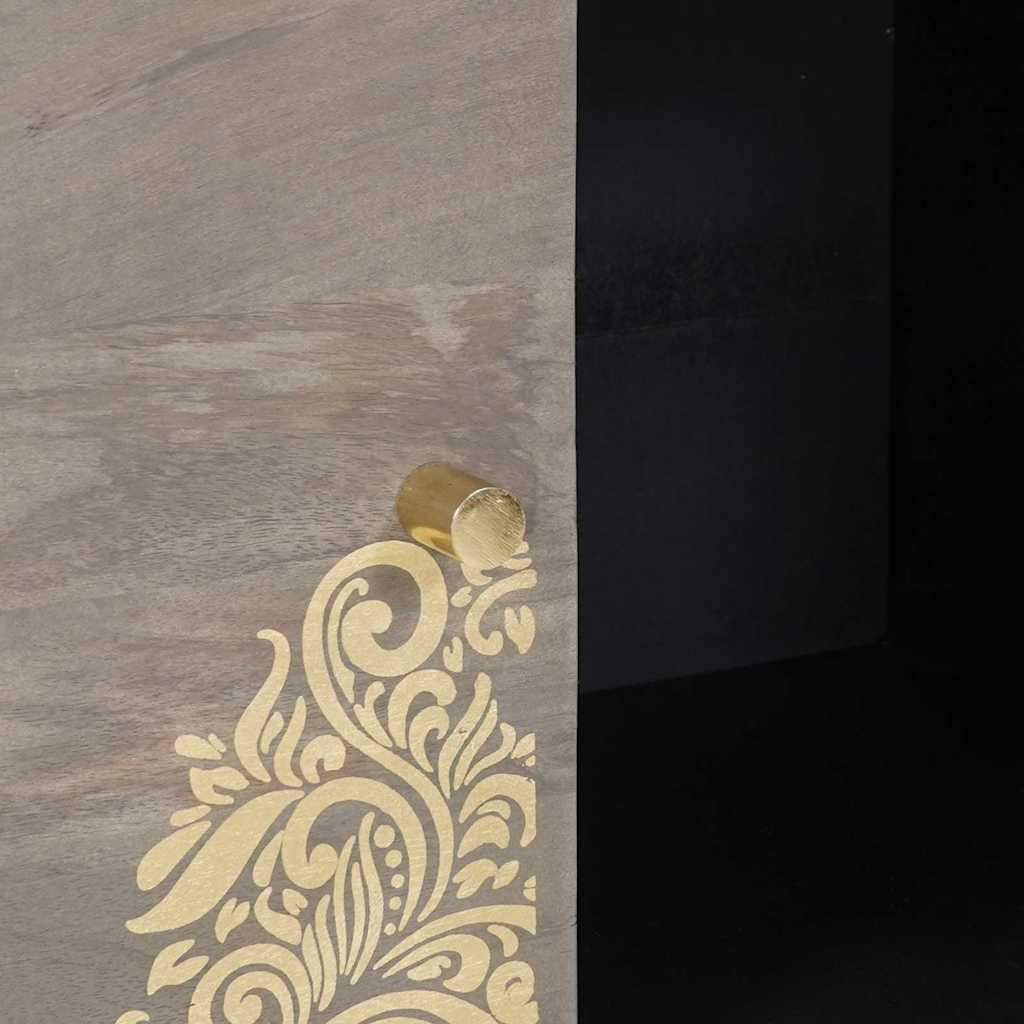 Sideboard Grau und Gold 80 x 33 x 75 cm Massivholz Mango