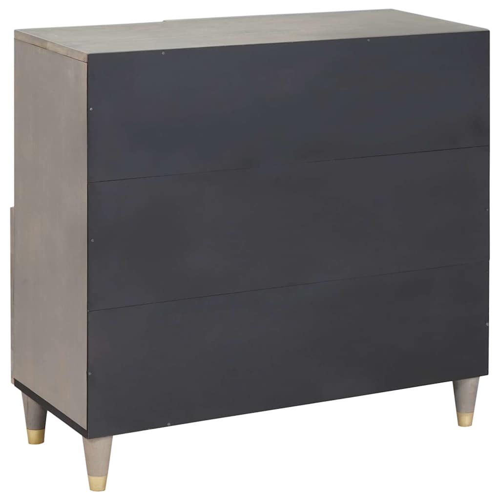 Sideboard Grau und Gold 80 x 33 x 75 cm Massivholz Mango