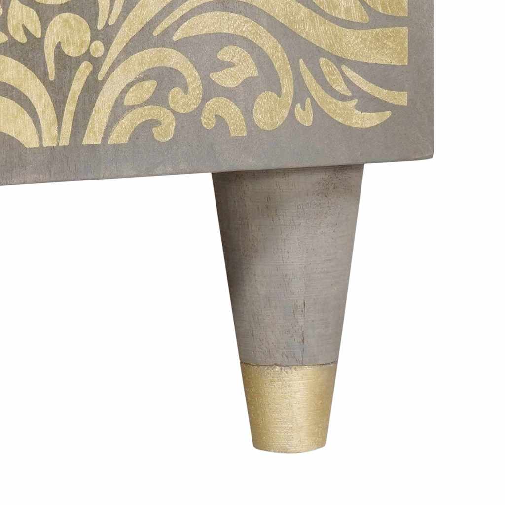 Sideboard Grau und Gold 90 x 33 x 75 cm Massivholz Mango