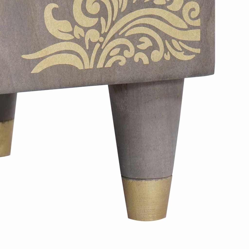 Highboard Grau und Gold 40 x 33 x 110 cm Massivholz Mango
