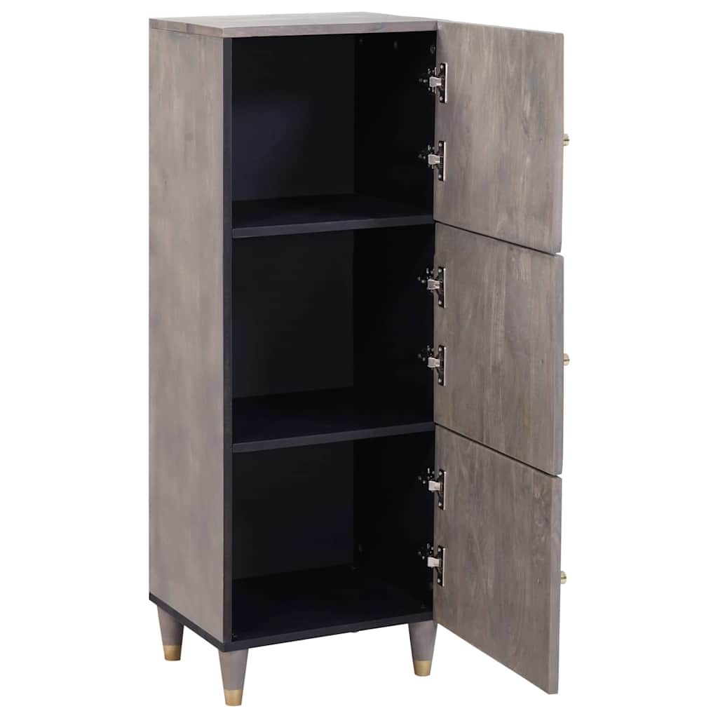 Highboard Grau und Gold 40 x 33 x 110 cm Massivholz Mango