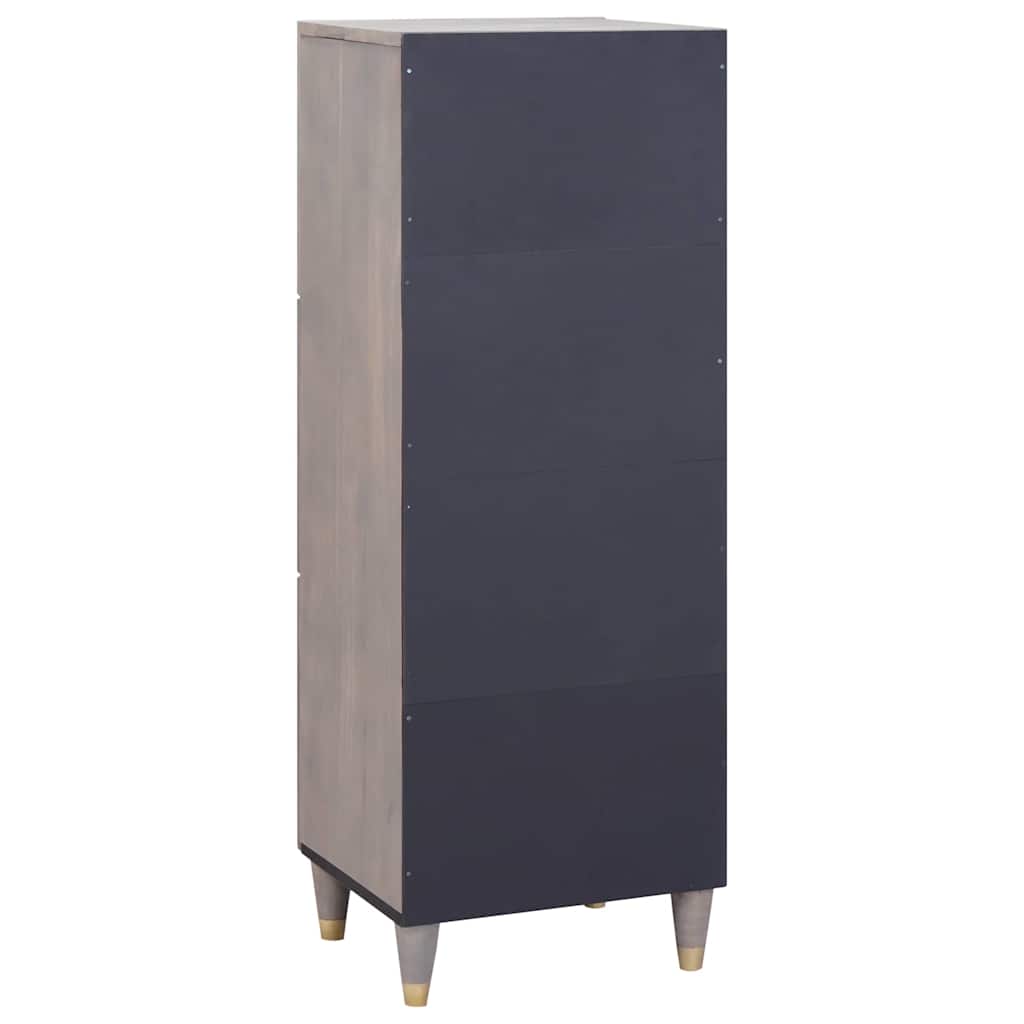 Highboard Grau und Gold 40 x 33 x 110 cm Massivholz Mango