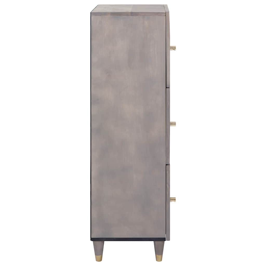 Highboard Grau und Gold 40 x 33 x 110 cm Massivholz Mango