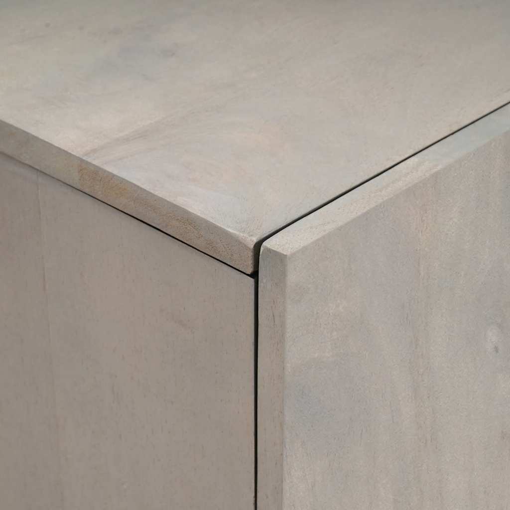 Highboard Grau und Gold 60 x 33 x 100 cm Massivholz Mango