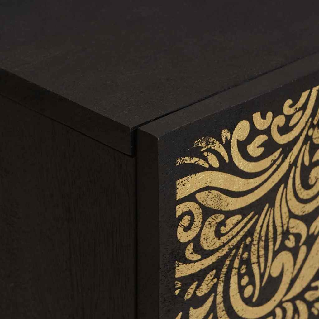 Nachttisch mit Tür Schwarz 40 x 33 x 46 cm Massivholz Mango