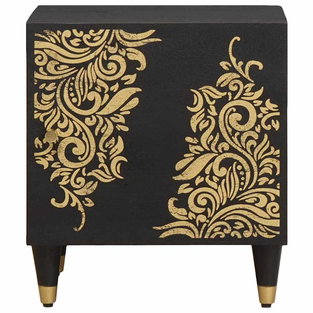 Nachttisch mit Tür Schwarz 40 x 33 x 46 cm Massivholz Mango