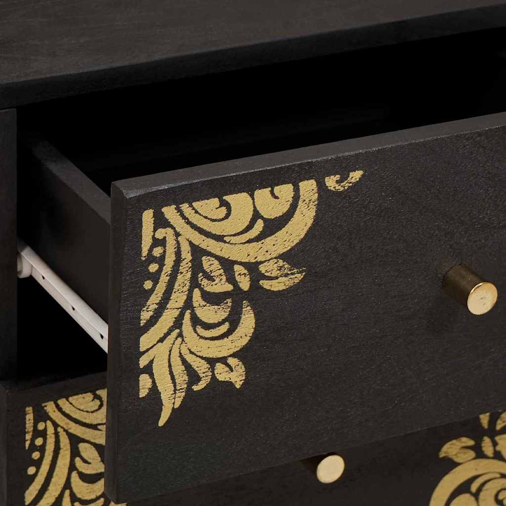 Nachttisch Schwarz 40 x 33 x 46 cm Massivholz Mango