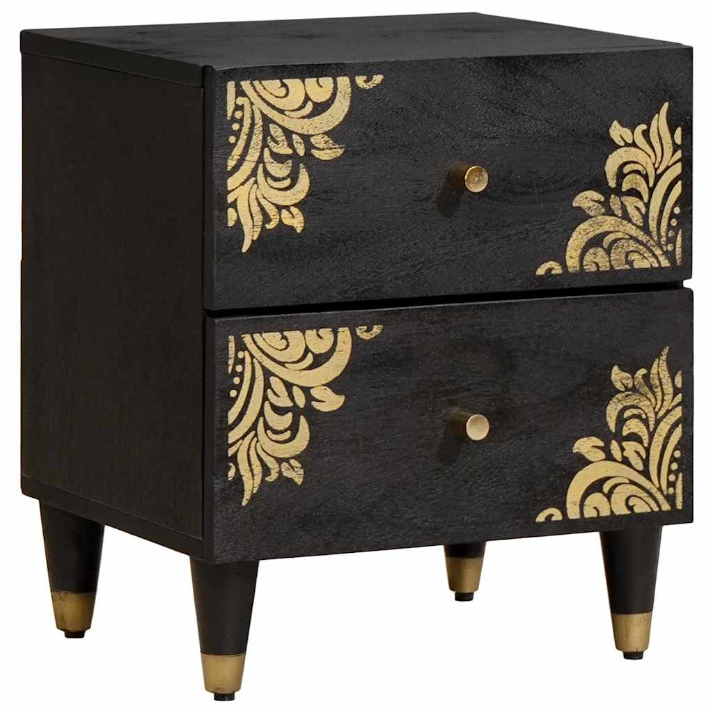 Nachttisch Schwarz 40 x 33 x 46 cm Massivholz Mango