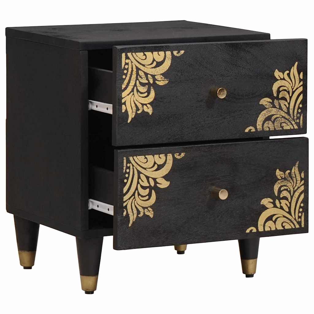 Nachttisch Schwarz 40 x 33 x 46 cm Massivholz Mango