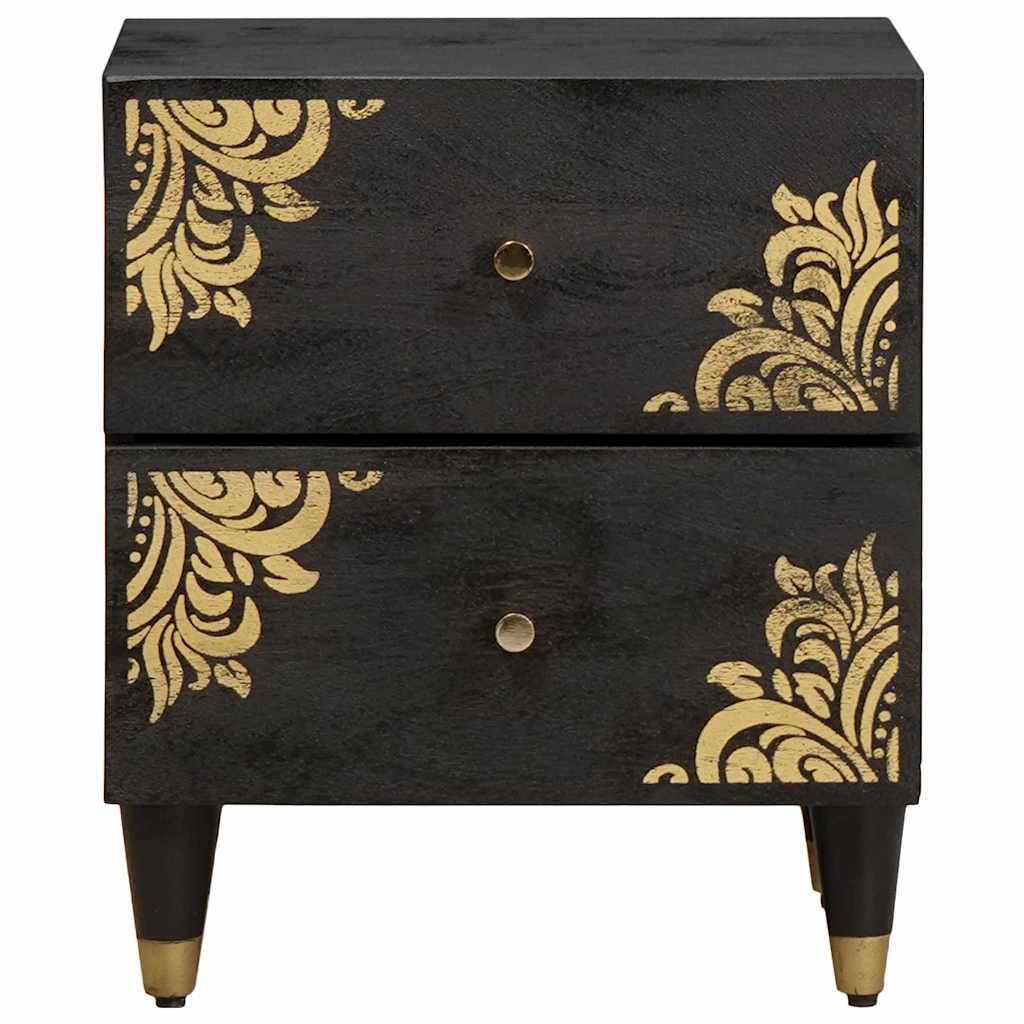 Nachttisch Schwarz 40 x 33 x 46 cm Massivholz Mango