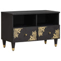 TV-Schränk mit Regal Schwarz 70 x 33 x 46 cm Massivholz Mango
