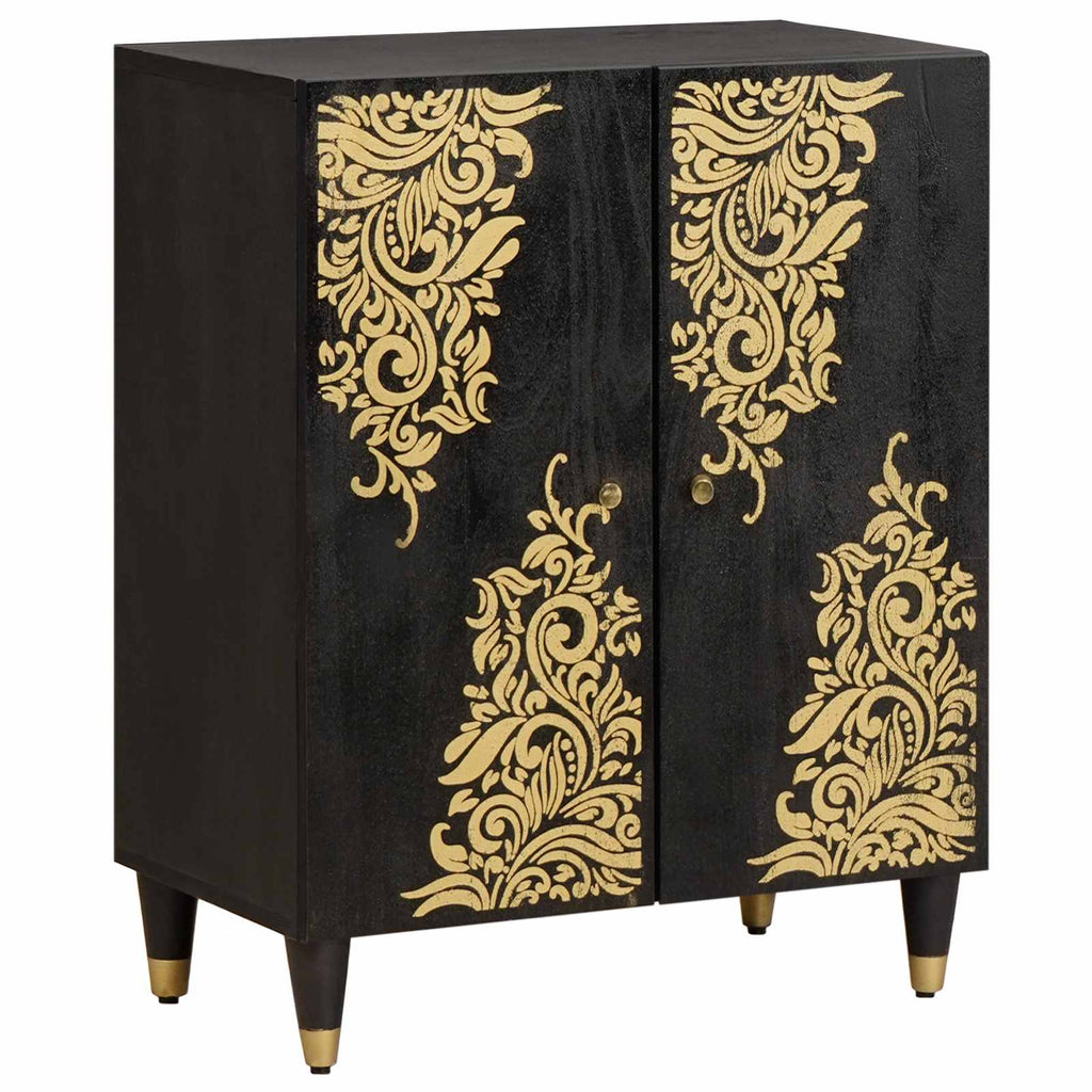 Sideboard Schwarz 60 x 33 x 75 cm Massivholz Mango