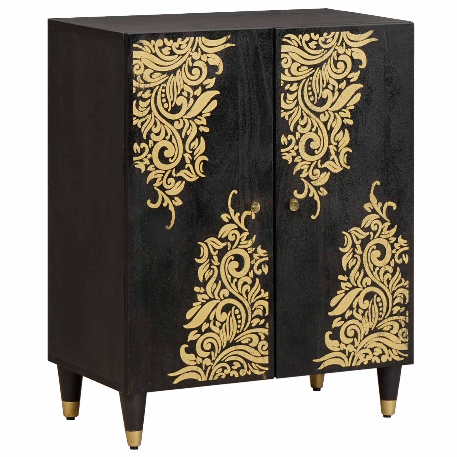 Sideboard Schwarz 60 x 33 x 75 cm Massivholz Mango