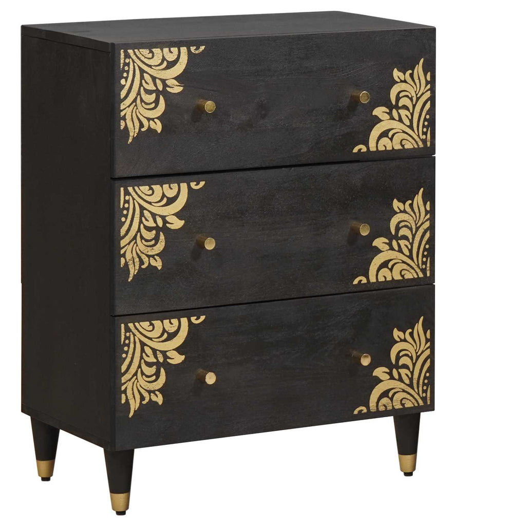 Sideboard Schwarz 60 x 33 x 75 cm Massivholz Mango