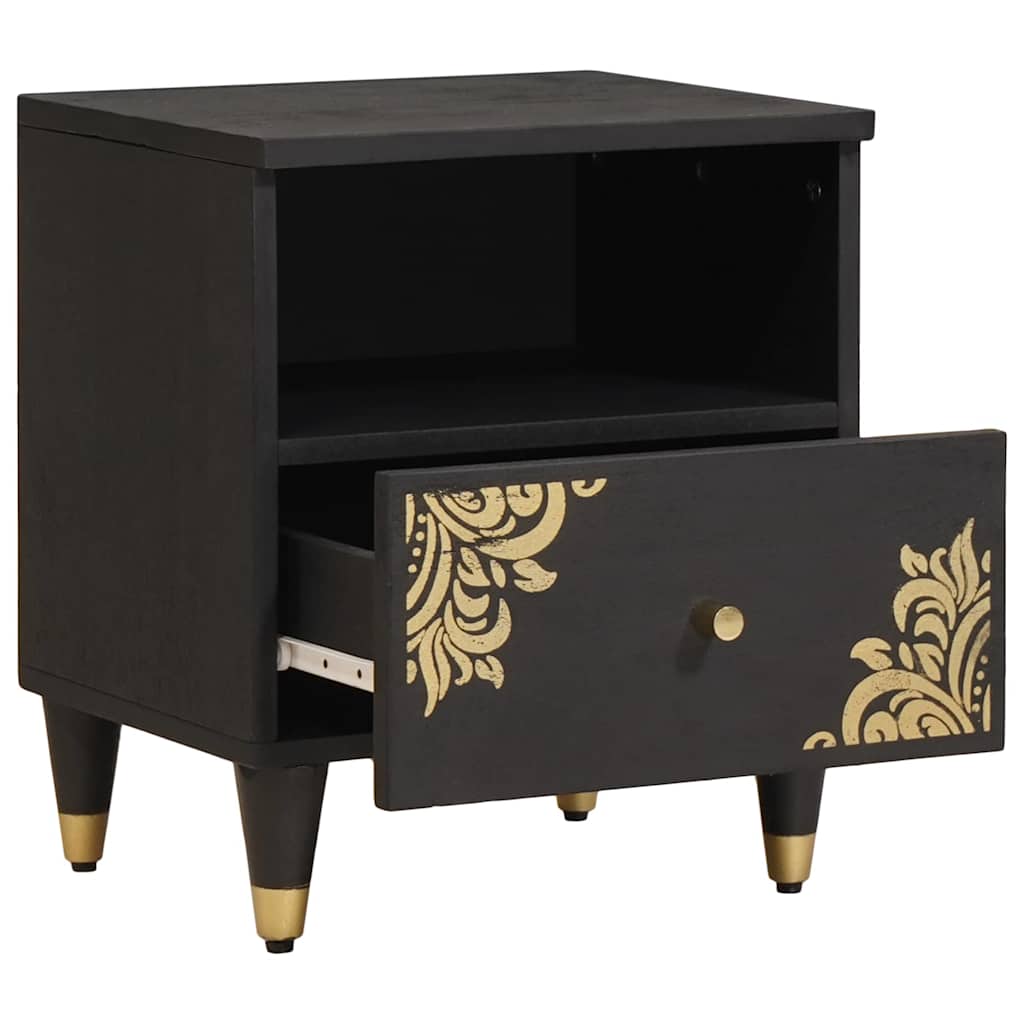 Nachttisch Schwarz 40 x 33 x 46 cm Massivholz Mango
