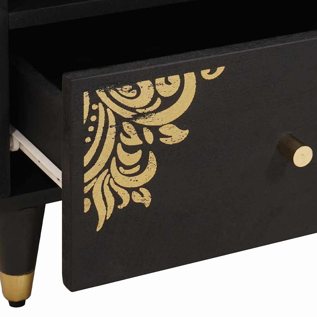 Nachttisch 2 pcs Schwarz 40 x 33 x 46 cm Massivholz Mango
