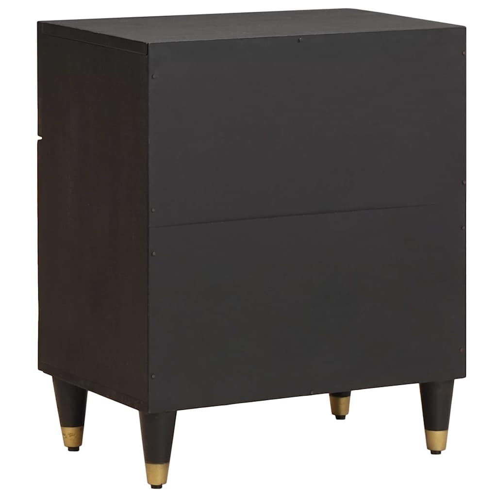Nachttisch mit Tür Schwarz 50 x 33 x 60 cm Massivholz Mango