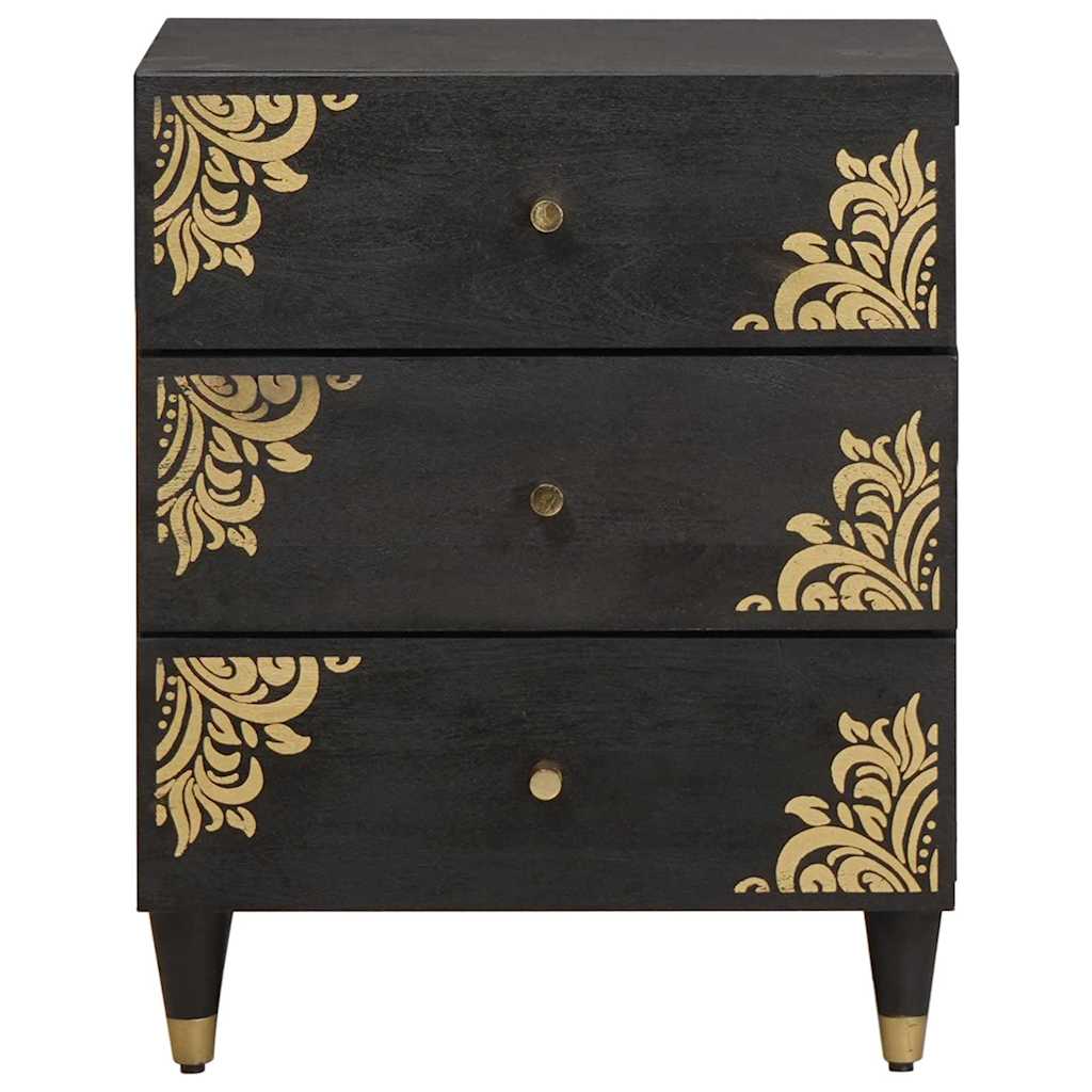 Nachttisch Schwarz 50 x 33 x 62 cm Massivholz Mango