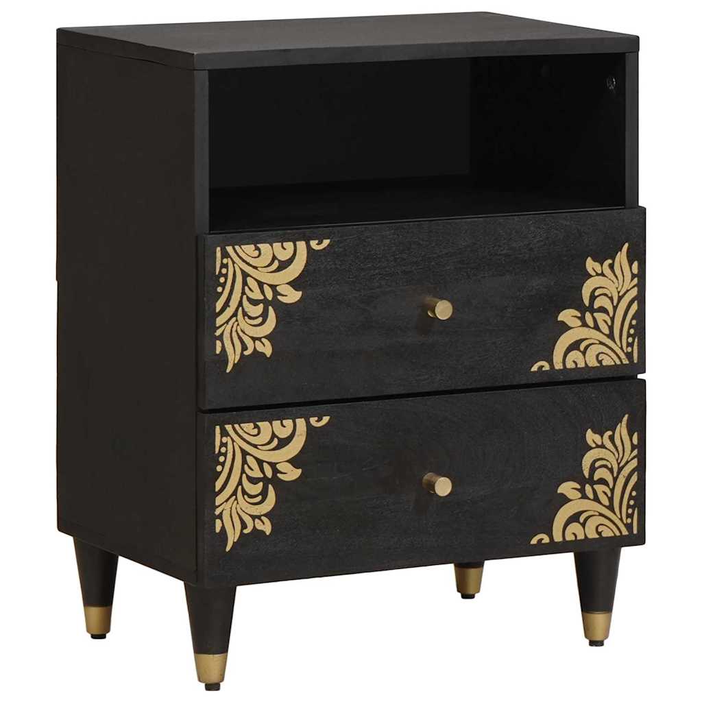 Nachttisch Schwarz 50 x 33 x 62 cm Massivholz Mango