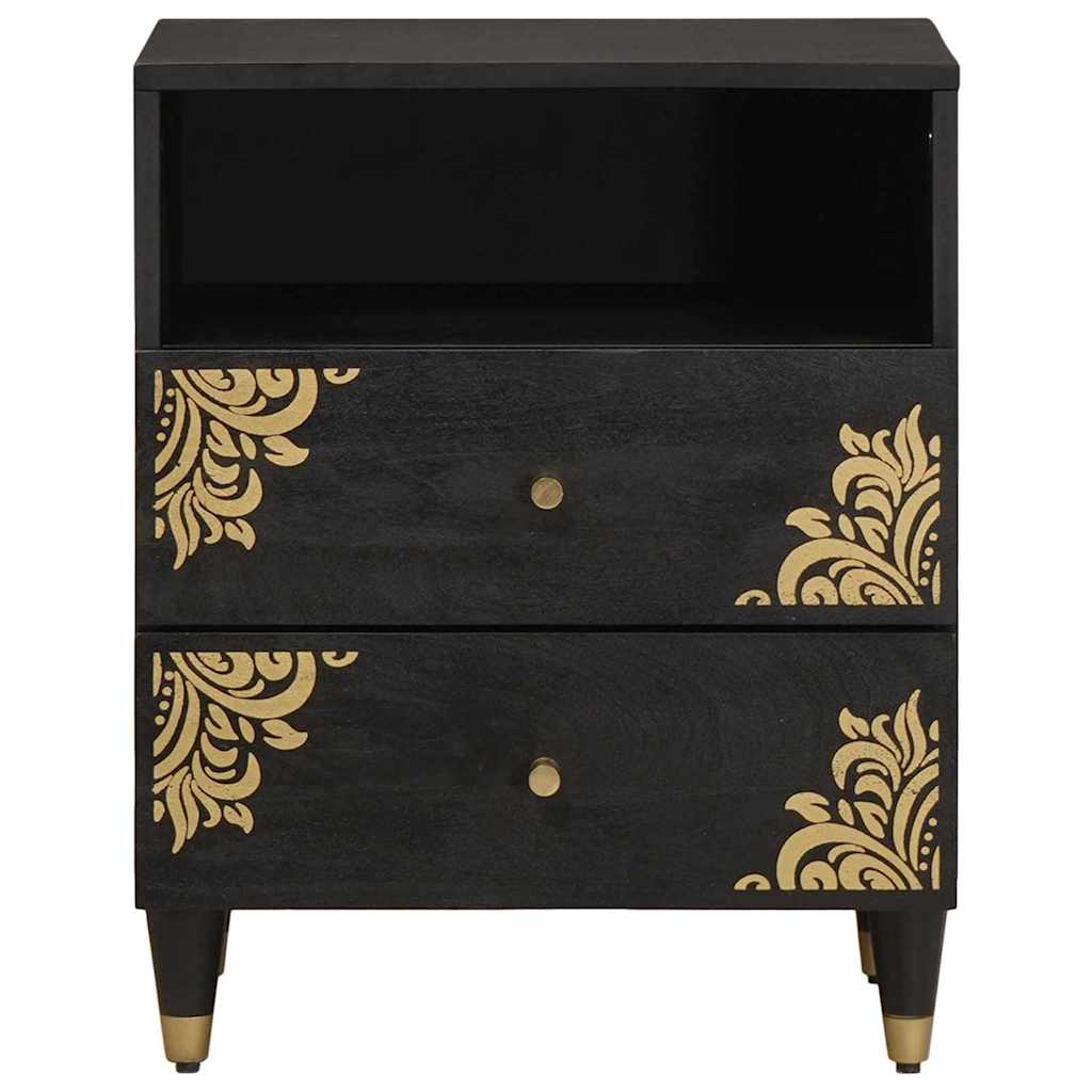 Nachttisch Schwarz 50 x 33 x 62 cm Massivholz Mango