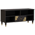 TV-Schränk mit Regal Schwarz 100 x 33 x 46 cm Massivholz Mango