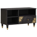 TV-Schränk mit Regal Schwarz 80 x 33 x 46 cm Massivholz Mango