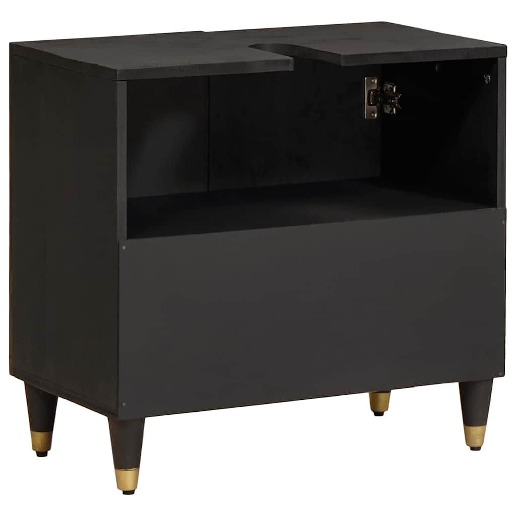 Waschbeckenunterschrank mit Speicher Schwarz 62 x 33 x 58 cm