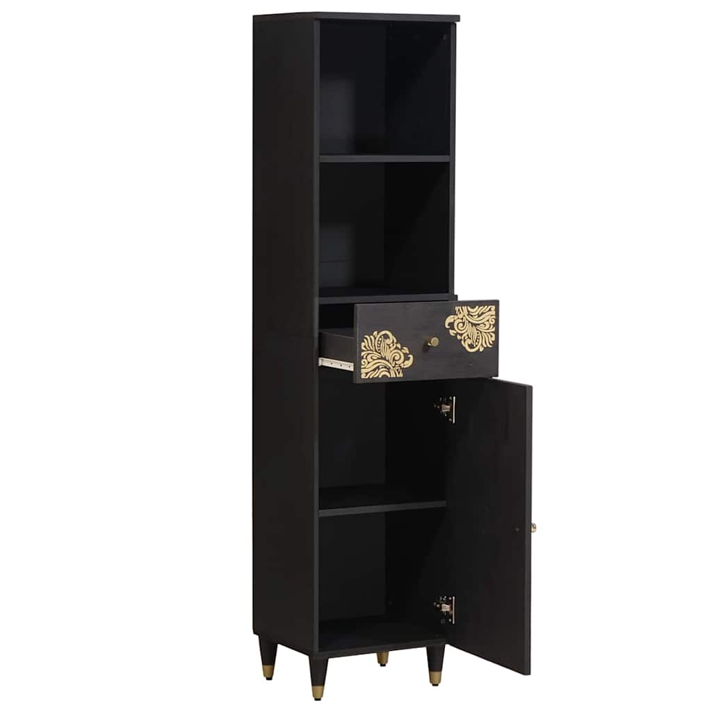 Badezimmerschrank Schwarz 38 x 33 x 160 cm Massivholz Mango
