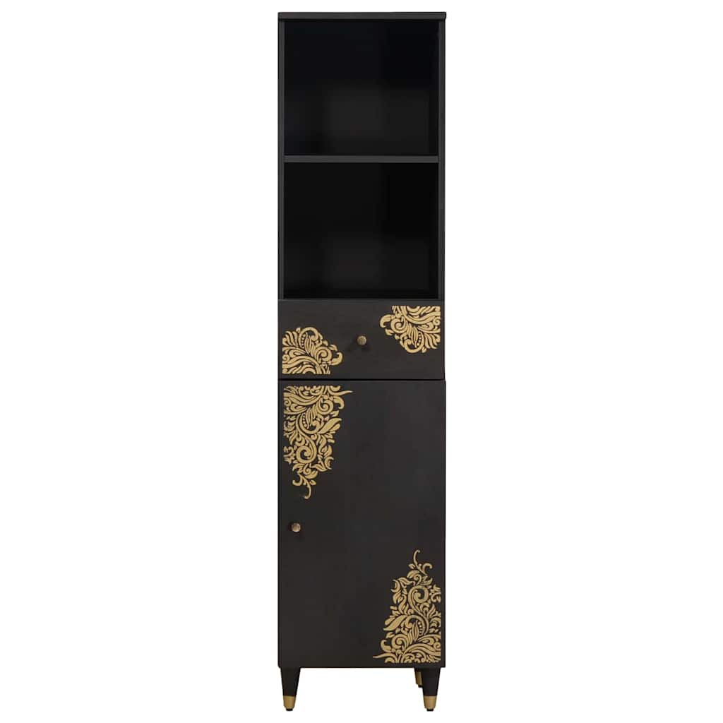 Badezimmerschrank Schwarz 38 x 33 x 160 cm Massivholz Mango