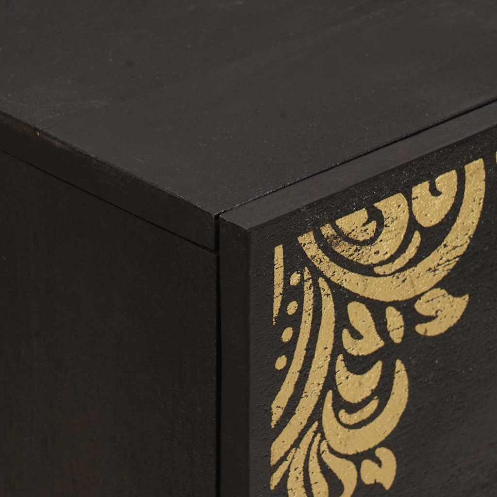 Sideboard mit Regal Schwarz 40 x 33 x 75 cm Massivholz Mango