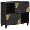 Sideboard mit Regal Schwarz 80 x 33 x 75 cm Massivholz Mango