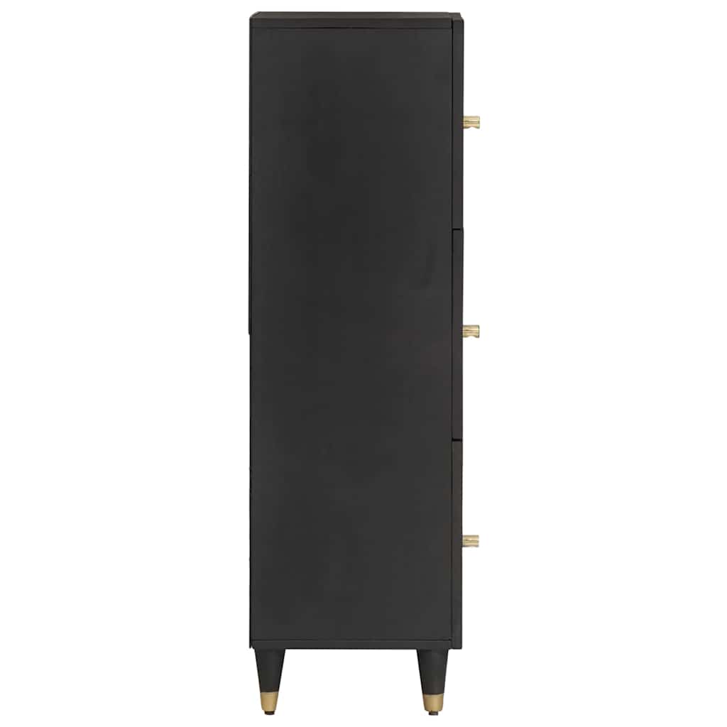Highboard mit Regal Schwarz 40 x 33 x 110 cm Massivholz Mango