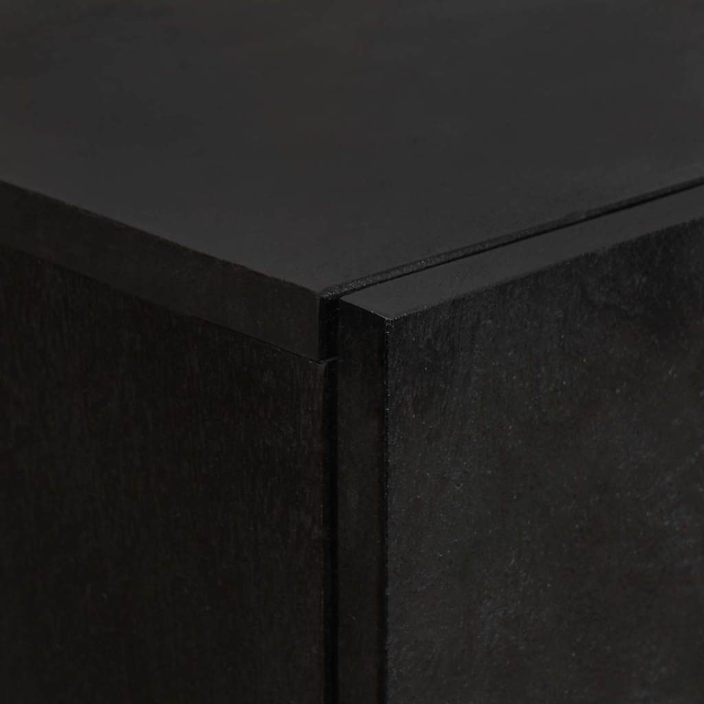 Highboard mit Regal Schwarz 60 x 33 x 100 cm Massivholz Mango