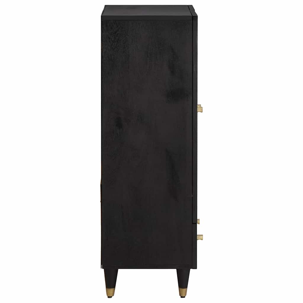Highboard mit Regal Schwarz 60 x 33 x 100 cm Massivholz Mango