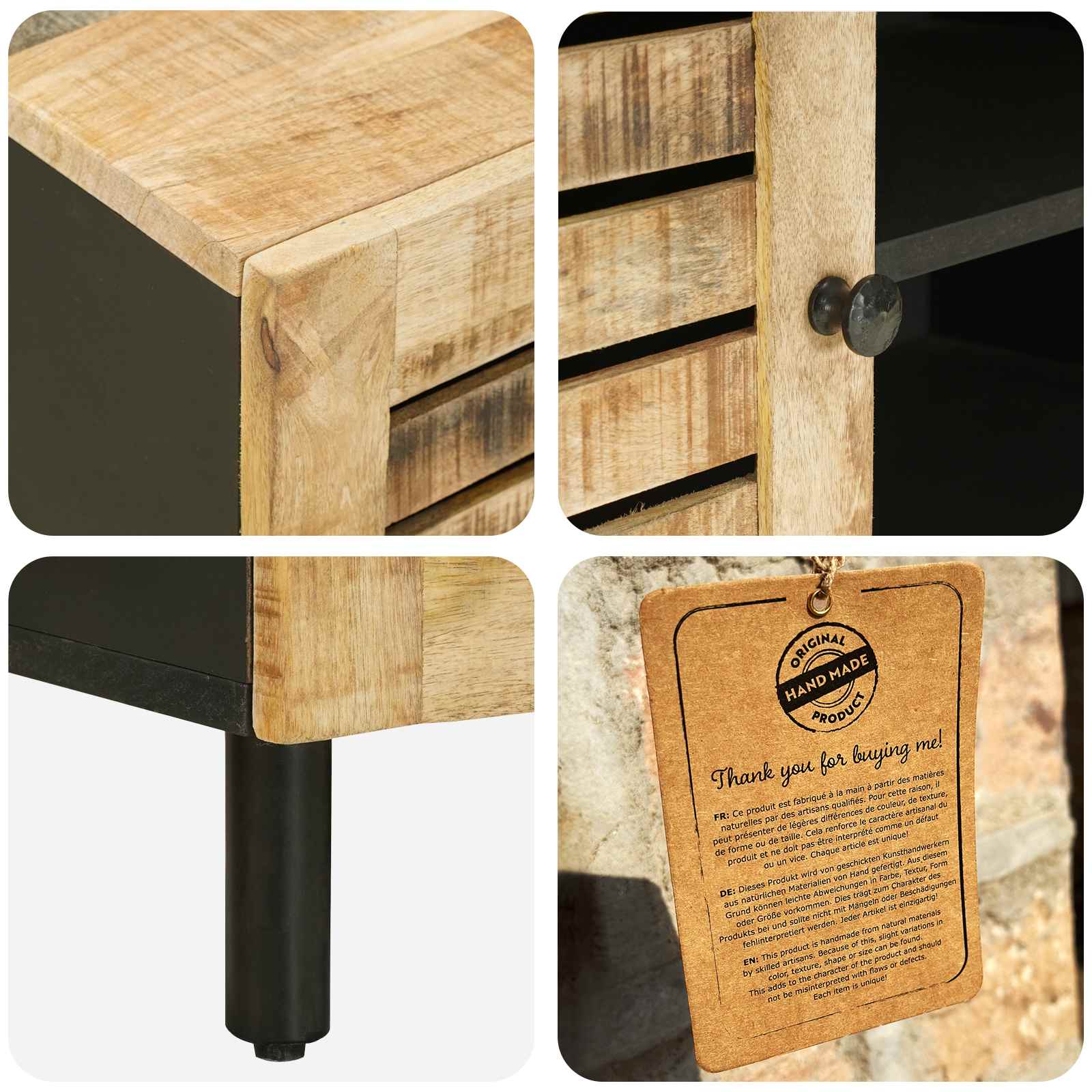 Stauraumschränke Natur 105 x 33 x 46 cm Massivholz Mango