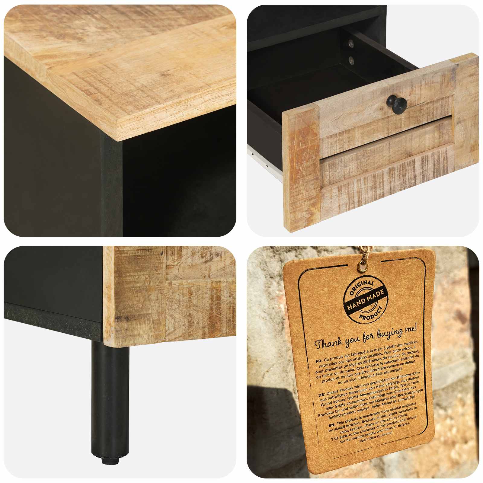 Stauraumschränke Natur 70 x 33 x 46 cm Massivholz Mango