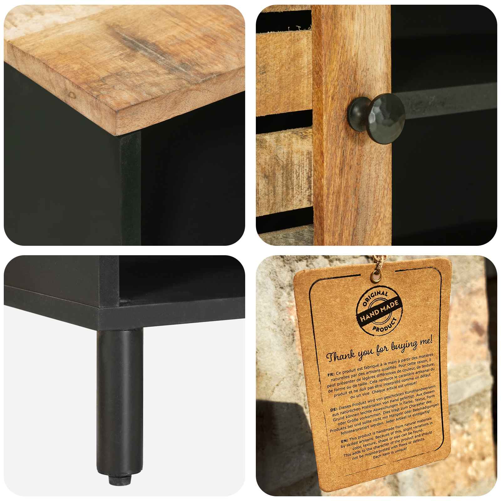 Stauraumschränke Natur 80 x 33 x 46 cm Massivholz Mango