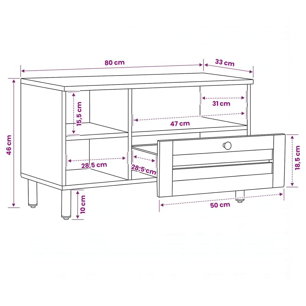 Stauraumschränke Braun 80 x 33,5 x 46 cm Massivholz Mango