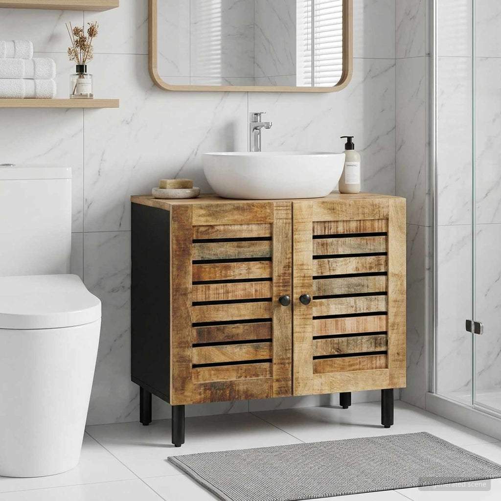 Waschbeckenunterschrank Braun und Schwarz 62 x 33 x 58 cm
