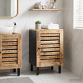 Badezimmerschrank mit Tür Braun und Schwarz 38 x 33,5 x 58 cm