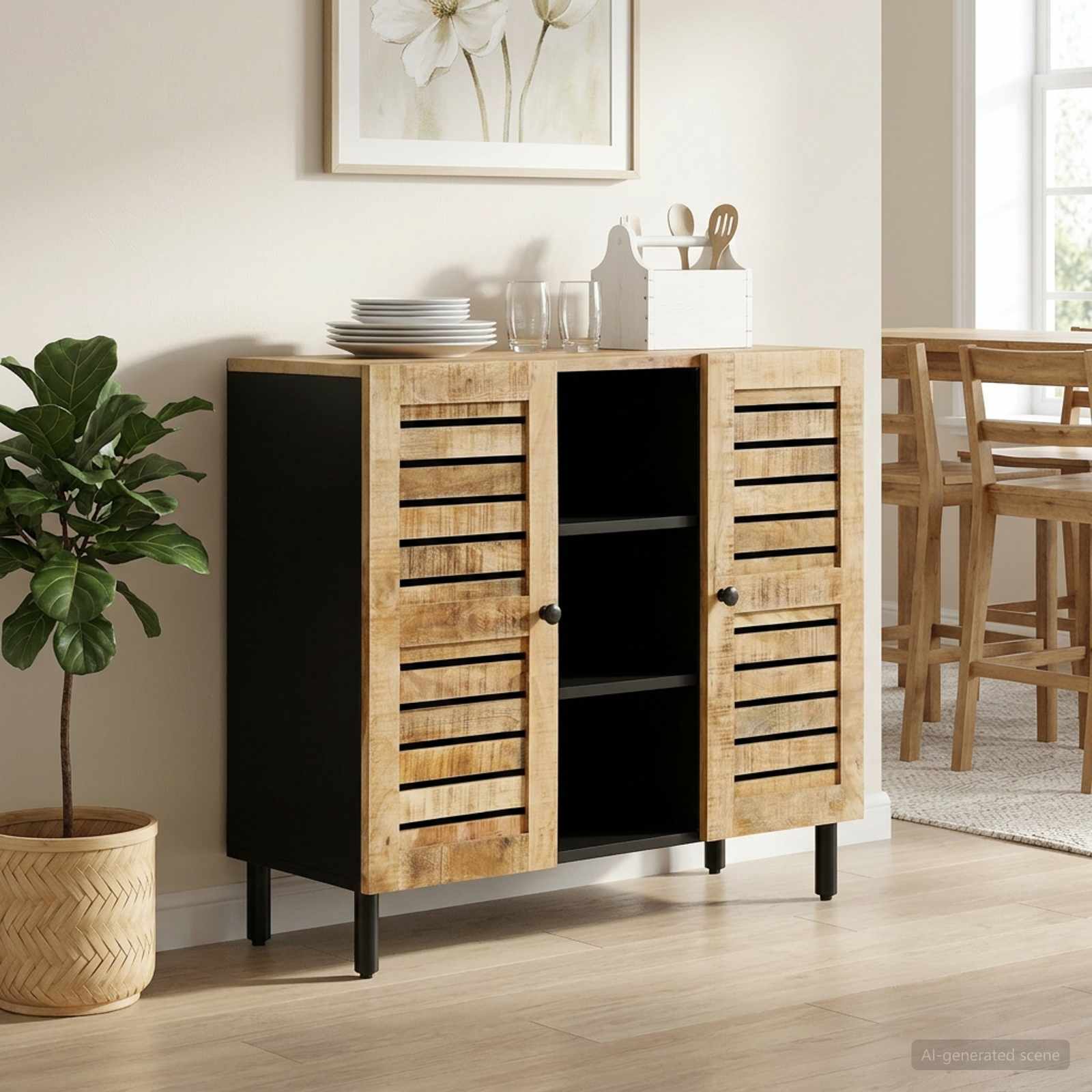 Stauraumschränke Natur 90 x 33 x 75 cm Massivholz Mango