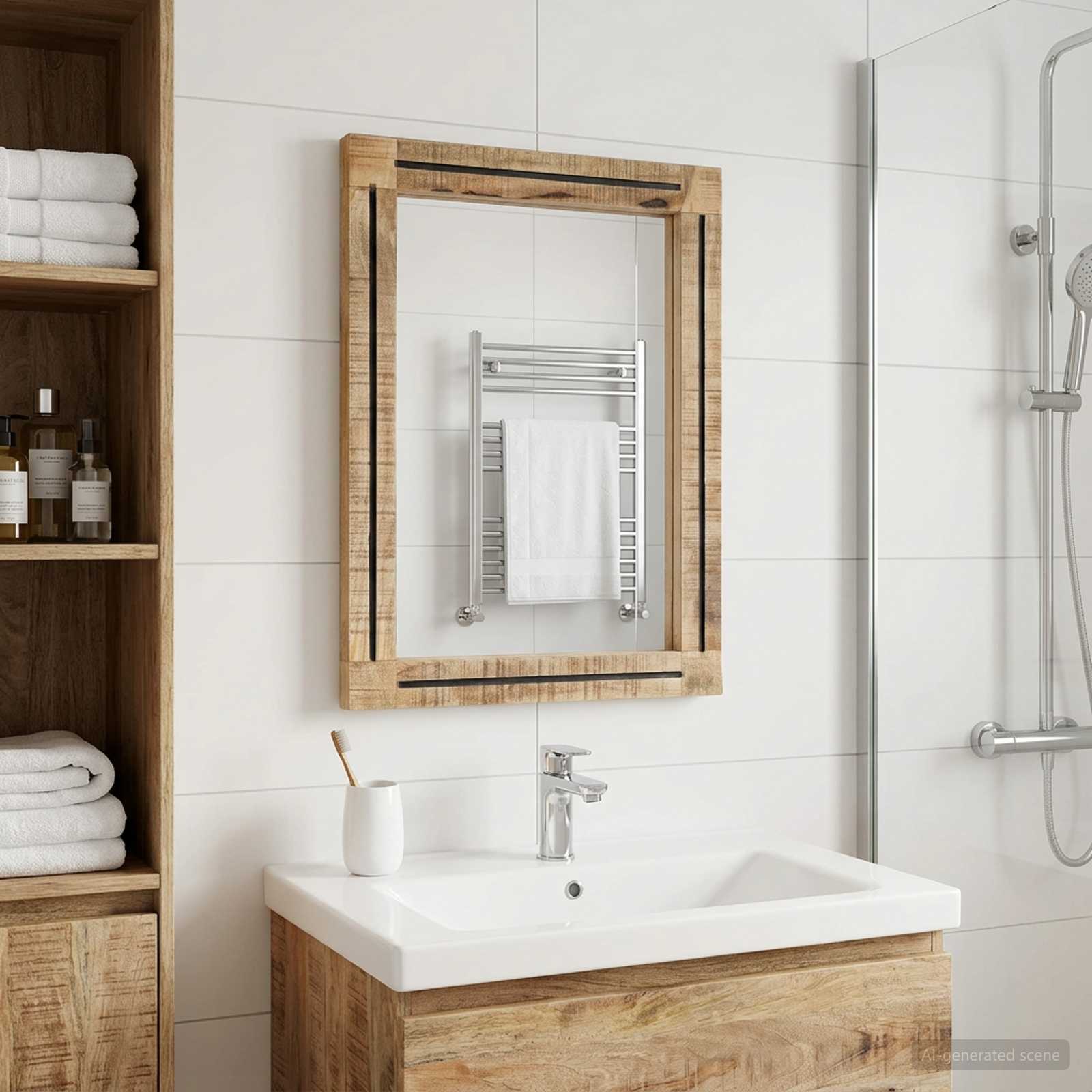 Spiegel Wandmontiert Braun und Schwarz 70 x 50 x 3 cm Glas