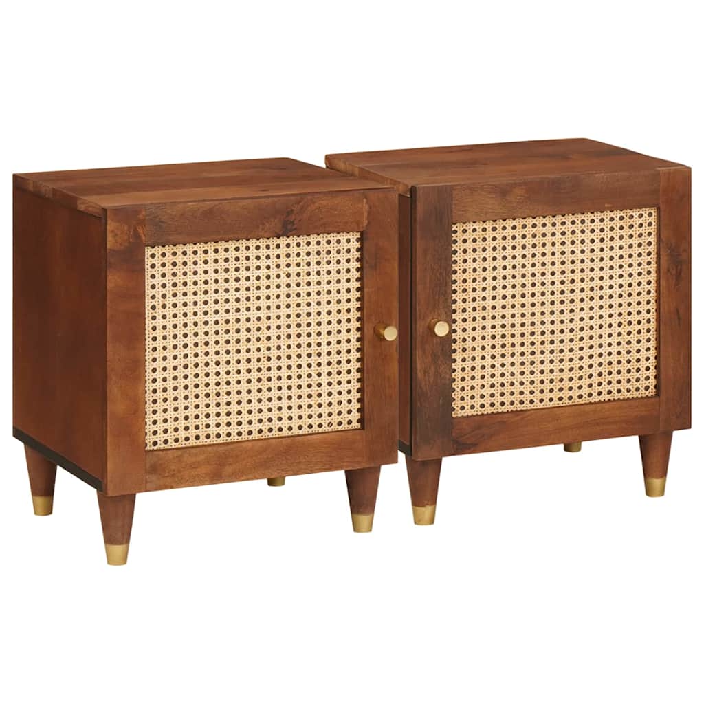 Nachttisch 2 pcs Braun 40 x 33,5 x 46 cm Massivholz Akazie