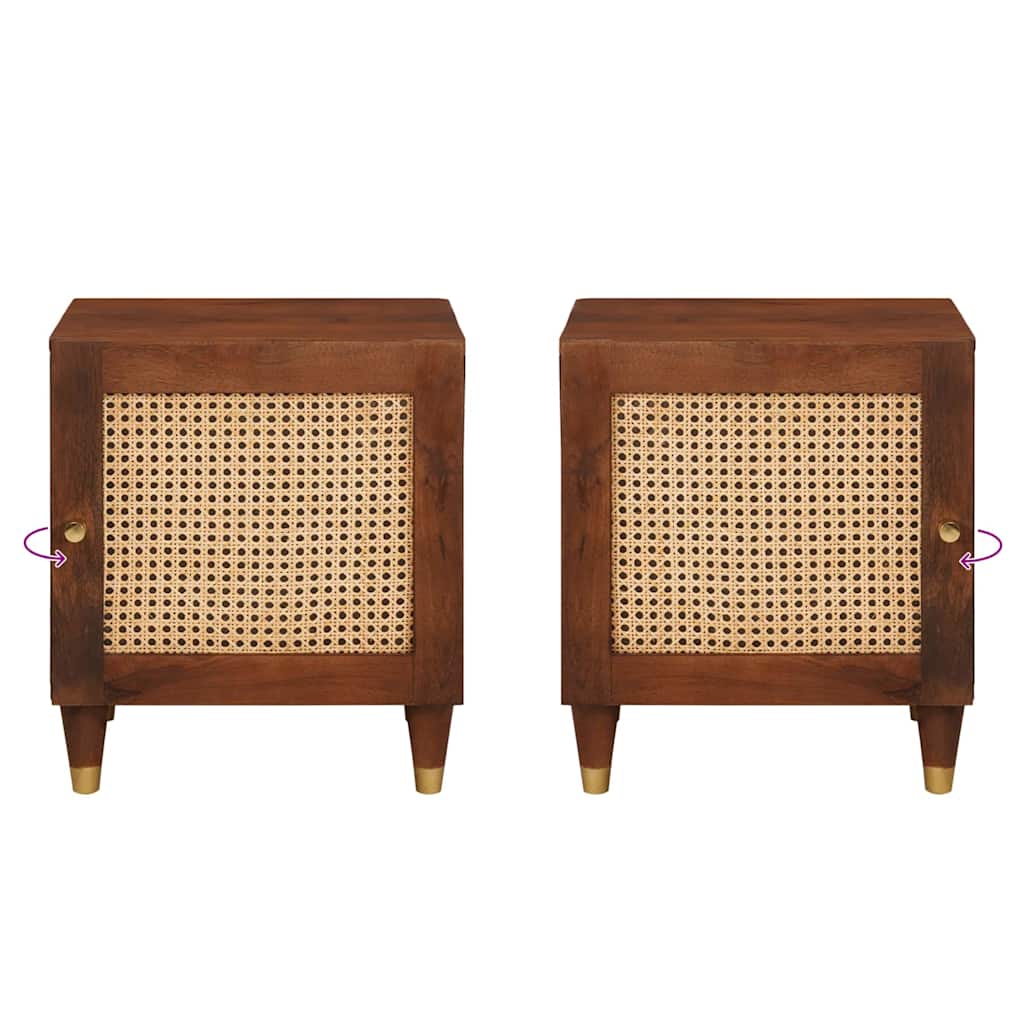 Nachttisch 2 pcs Braun 40 x 33,5 x 46 cm Massivholz Akazie