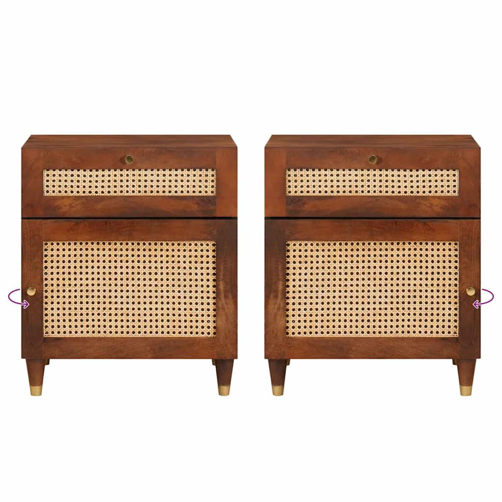 Nachttische mit Schubladen 50 x 33 x 60 cm Massivholz Mango