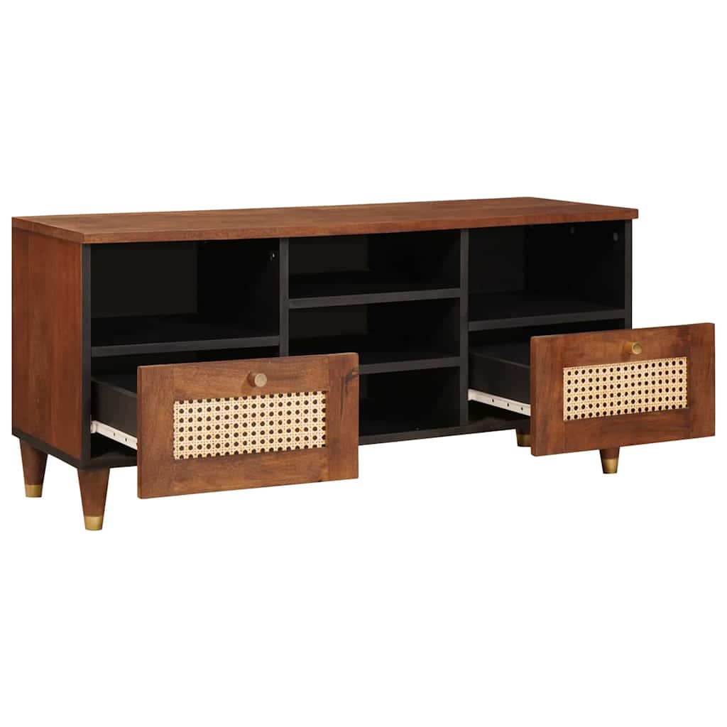 TV-Schränk mit Regal Braun 100 x 33,5 x 46 cm Massivholz Mango