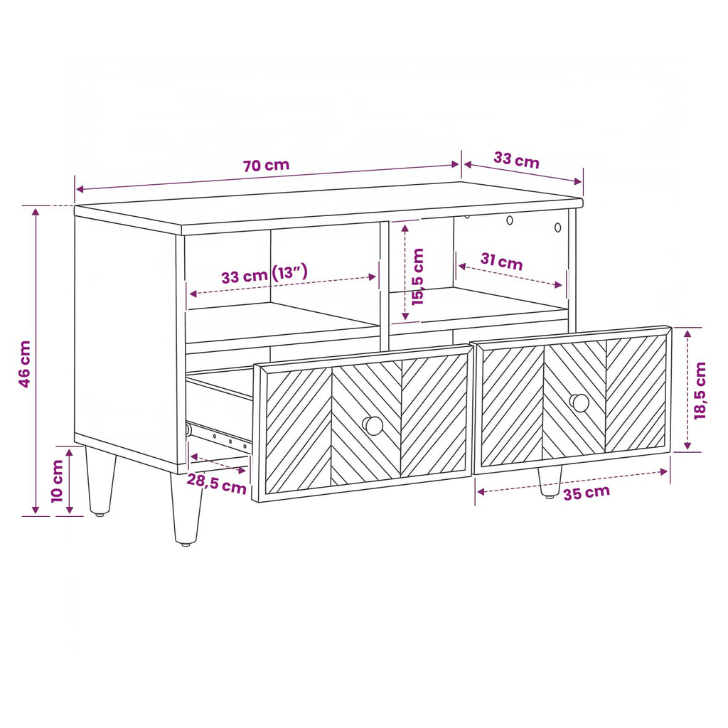Stauraumschränke Braun 70 x 33,5 x 46 cm Massivholz Mango